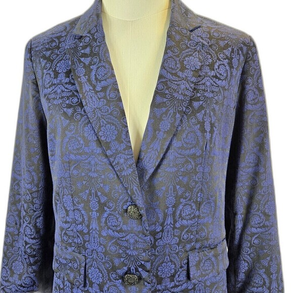 Chico's Embroidered Jacquard Blazer Sz 0 Office Siren Corpcore Preppy Glam - Picture 5 of 10